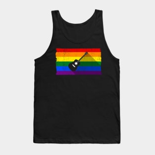 Pride Rainbow Flag - Acoustic Guitar Shadow Tank Top